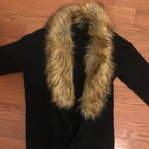 Black Faux Fur Collar Vici Cardigan